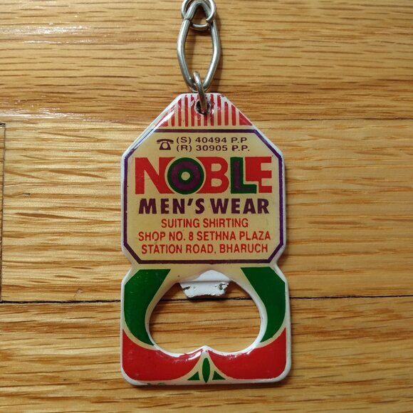 Vintage Keychain Bottle Opener Noble Men's Wear Mumbai Suiting & Shirting INDIA - Picture 2 of 9